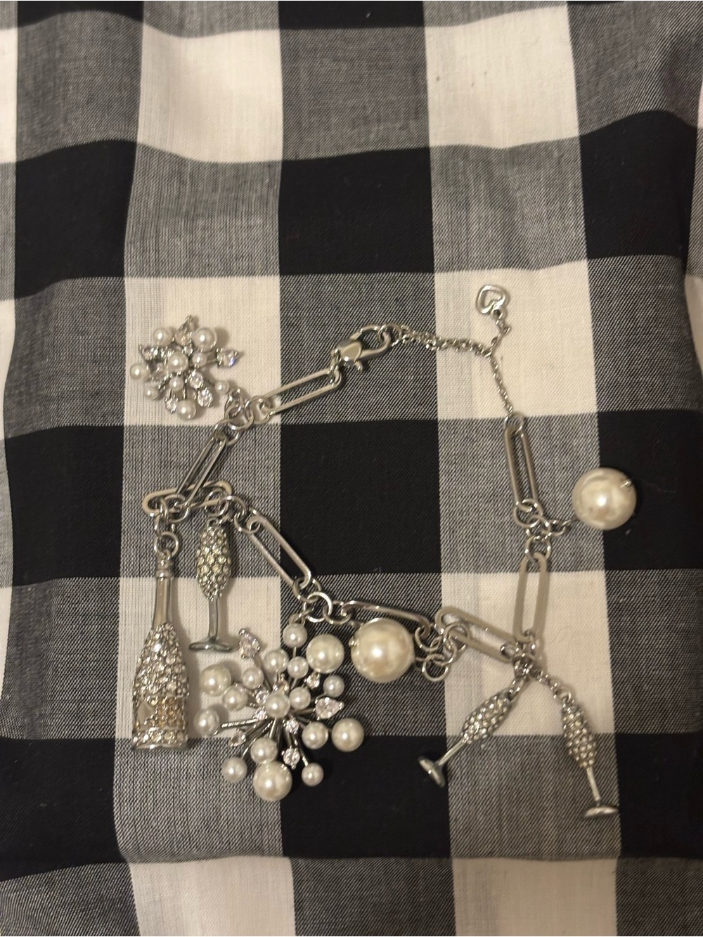 kate spade Silver-Tone Pearl & Crystal Charm Bracelet
